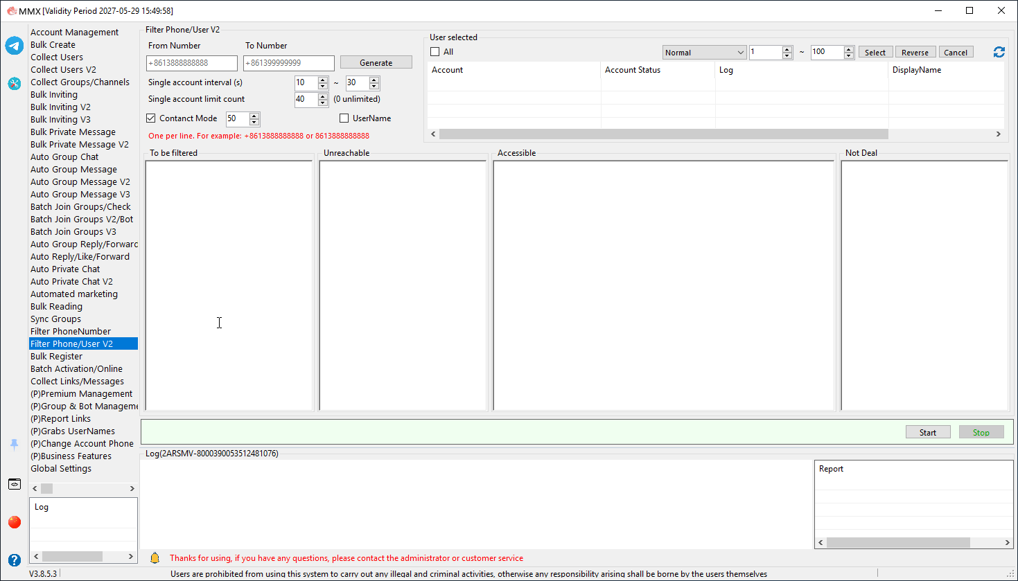 Filter Phone/User V2